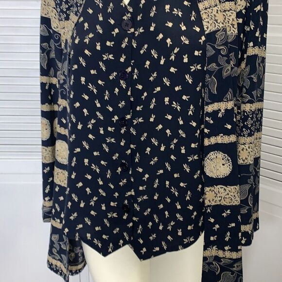 Vintage Alfred Dunner Oversized Mixed Print Layer Vest Button Down Blouse Size 1 - Picture 6 of 11